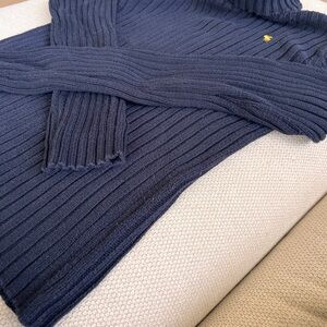 Abercrombie & Fitch Navy Ribbed Turtleneck Sweater with Yellow Logo